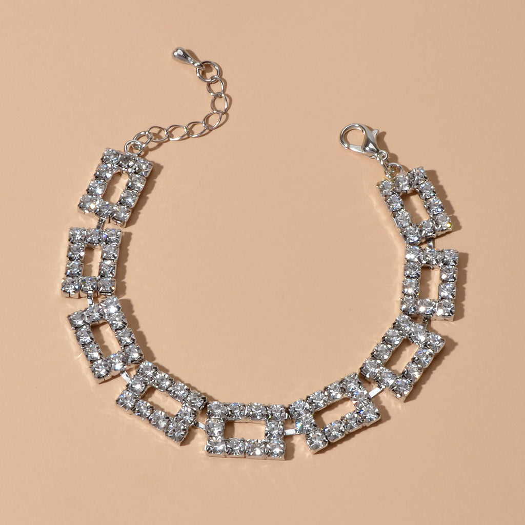 Textured Full Simulated Cubic Zirconia Silver Chain Collection Tennis Bracelets