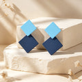 Chic Colourful Enamel Square Simple Geometric Stud Earrings Statement Jewellery