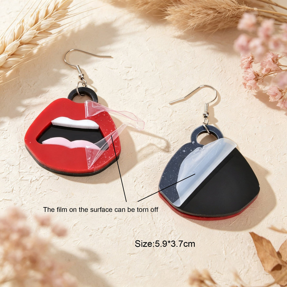 Y2k  Big Red Lips Earrings Halloween Jewelry Music Festival Party Club Cosplay Accessories