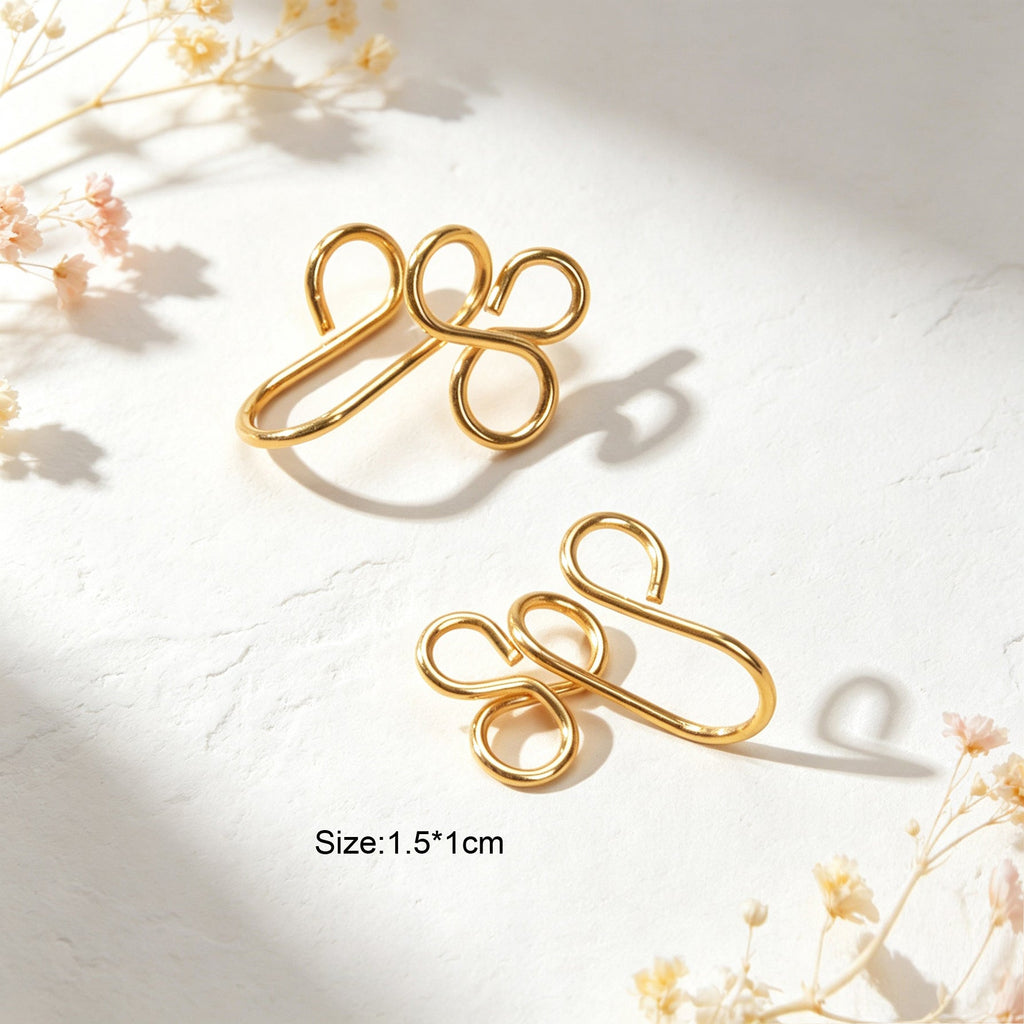 2pcs Simple Dainty Ear Cuff No Piercing Gold Lucky Four Leaf Cartilage Ear Clips