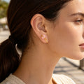 2pcs Boho Pink Stone Clip‑On Ear Cuffs Gold No Piercing Earrings Simple Jewelry