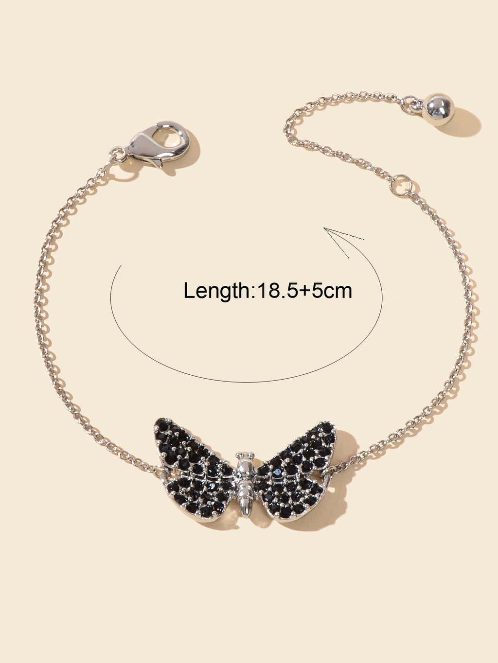 Stunning Black Diamond Butterfly Pendant Bracelet - Sparkle and Style Jewellery