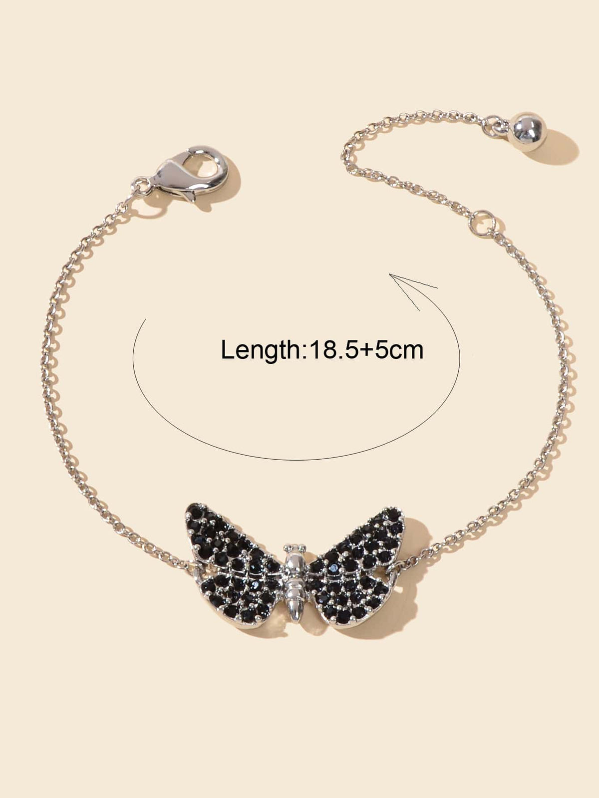 Stunning Black Diamond Butterfly Pendant Bracelet - Sparkle and Style Jewellery