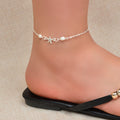 Silver Chain Pearl Beaded Starfish Charm Adjustable Anklet Women Jewellery Gifts