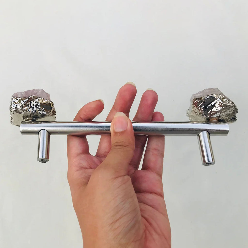 Set of 4 - Cabinet/Door/Drawer/Kitchen Handle and Pull - Rose Quartz/Agate stainless steel handles