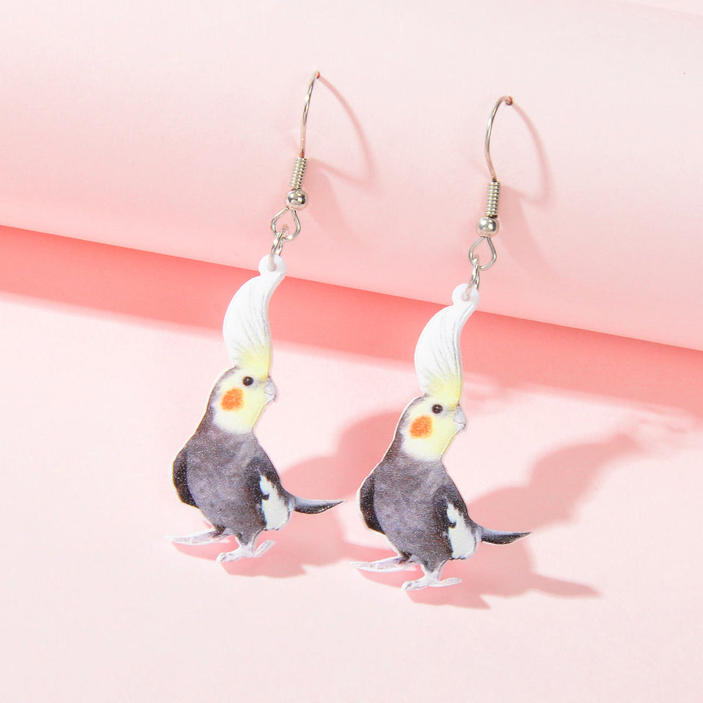 Lightweight Acrylic Parrot Resin Bird Dangling Elements Earrings Party Jewellery