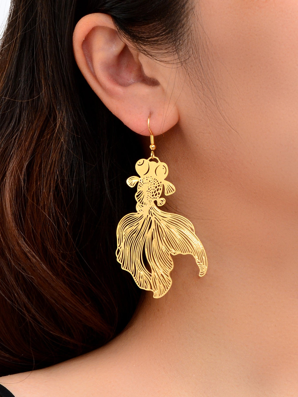 AU Stock Lovely Goldfish Shape Drop Dangle Earrings Hollow Fish Party Jewellery