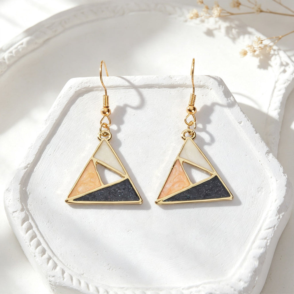 Boho Enamel Triangle Drop Earrings Geometric Color Block Design Daily Officework Vacation Jewelry