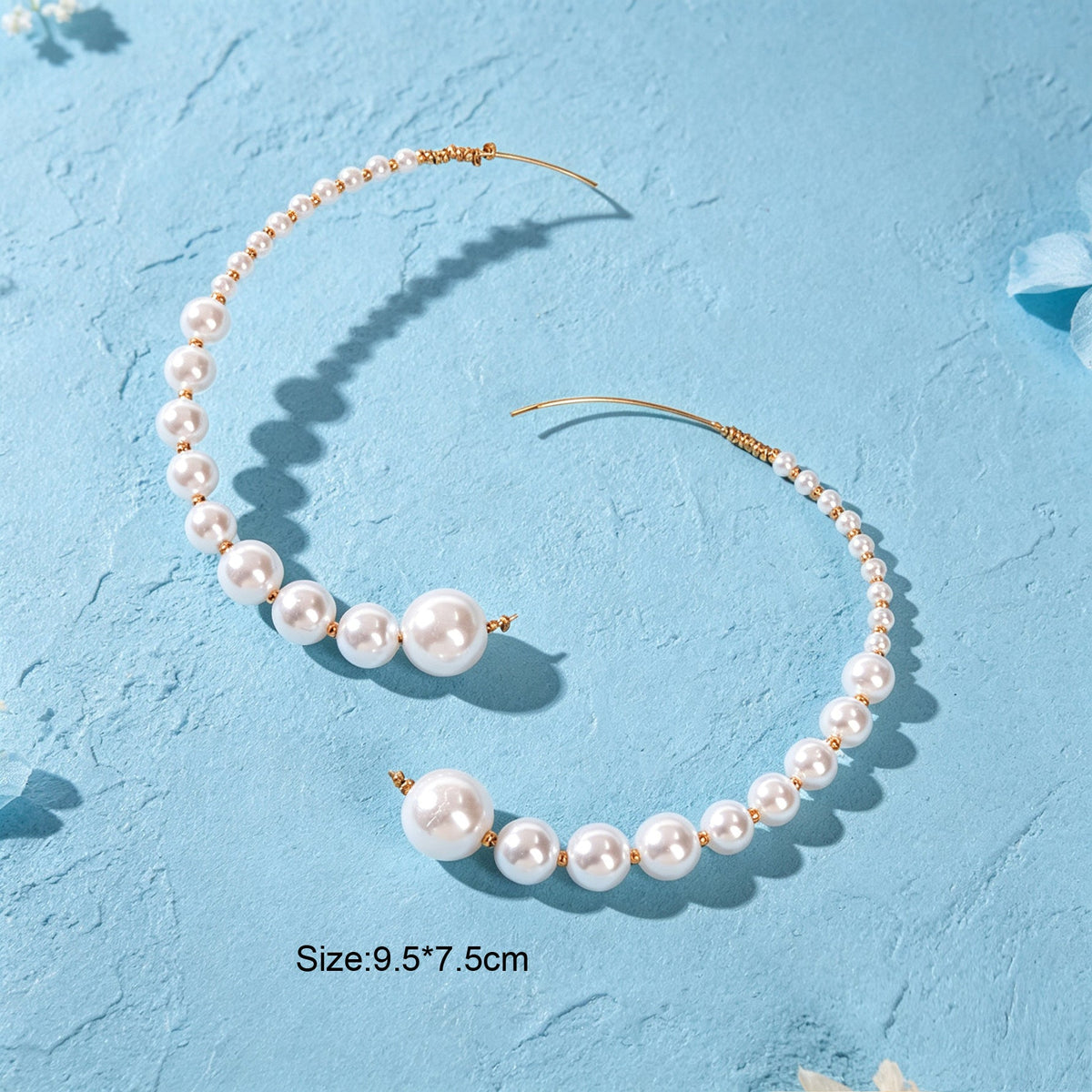 Retro Jewellery Big Pearl Statement Hoop Earrings Fashion Women Accessories - Earrings at Dealshubindia