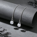 Ladies Jewellery Silver Long Chain Faux Cubic Zirconia Charm Dangle Earrings