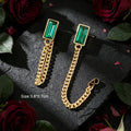 Vintage Green Rectangular Gold Tassel Chain Earrings Elegant Banquet Evening Gathering Accessories
