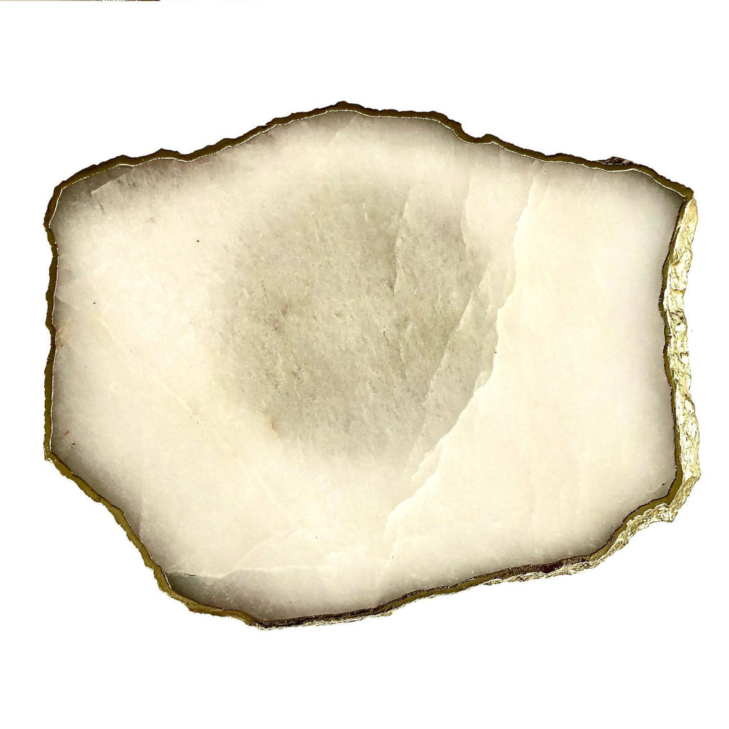 Small White Agate Side Table, 11" x 7" Organic Edge