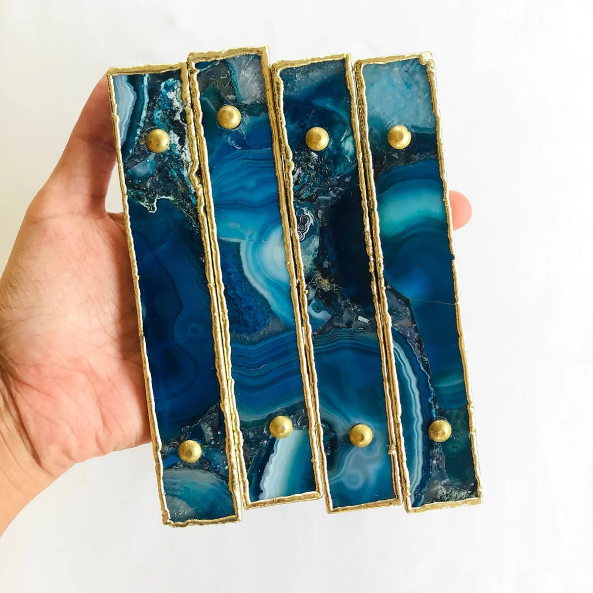 Set of 4 Blue Agate Handle/Pull/Barbarella