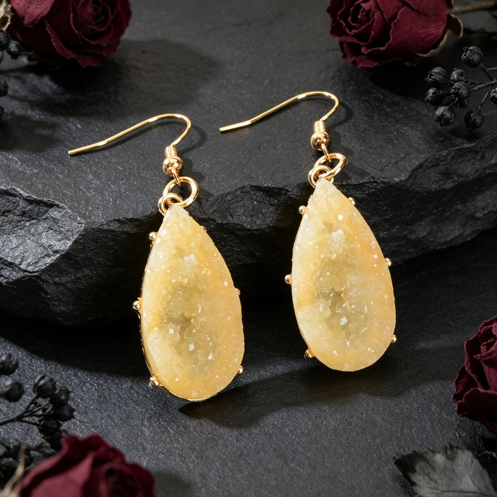 Retro Resin Water Drop Earrings Elegant Party Beach Vacation Jewelry Accessories