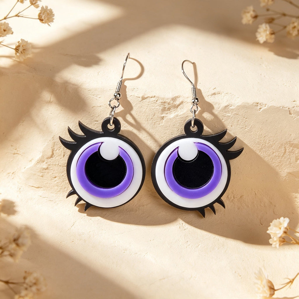 Y2k Playful Purple Eye Statement Earrings Nightclub Party Cosplay Personality Jewelry Accessories