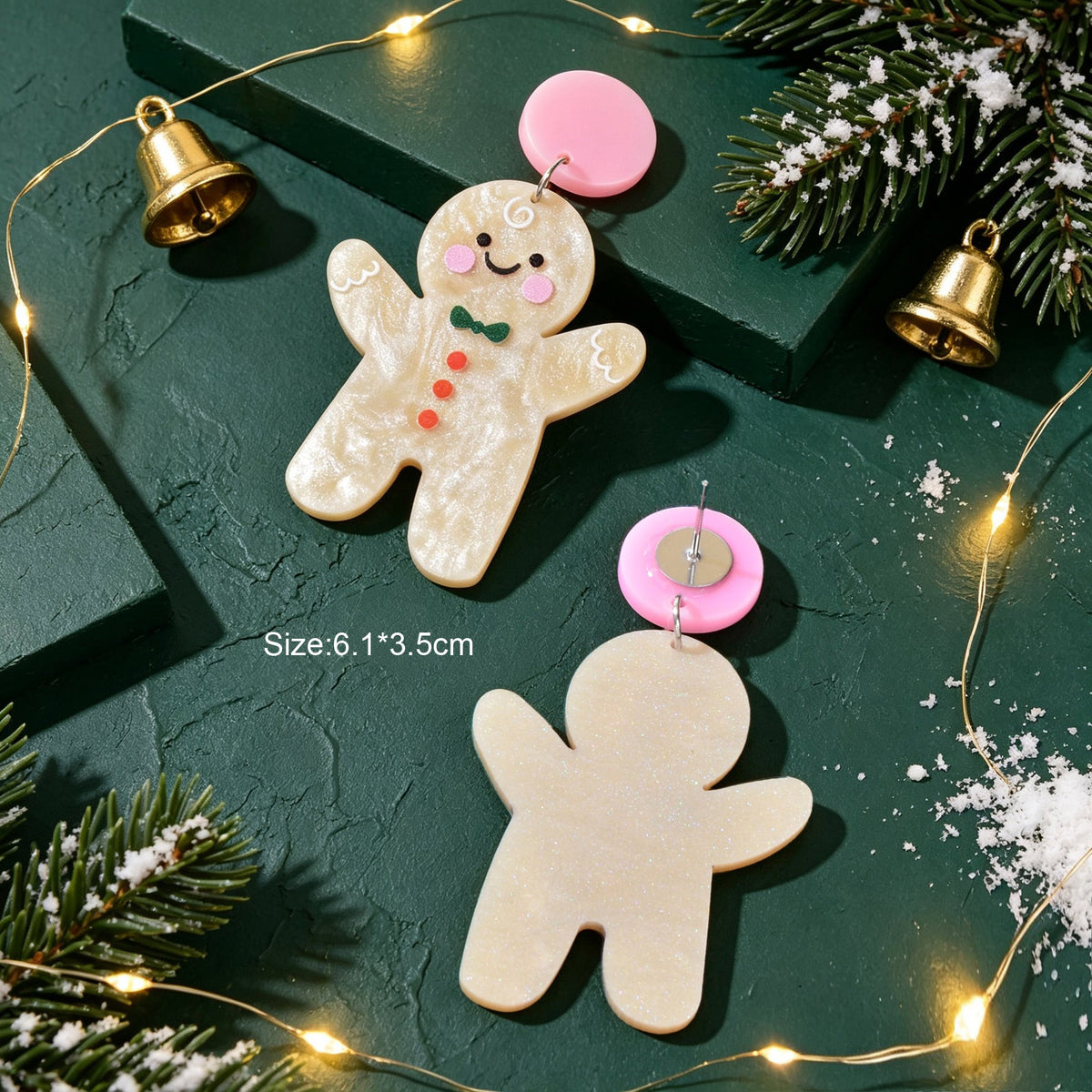 Lovely Acrylic Gingerbread Man Dangle Earrings Girl Christmas Festival Jewellery