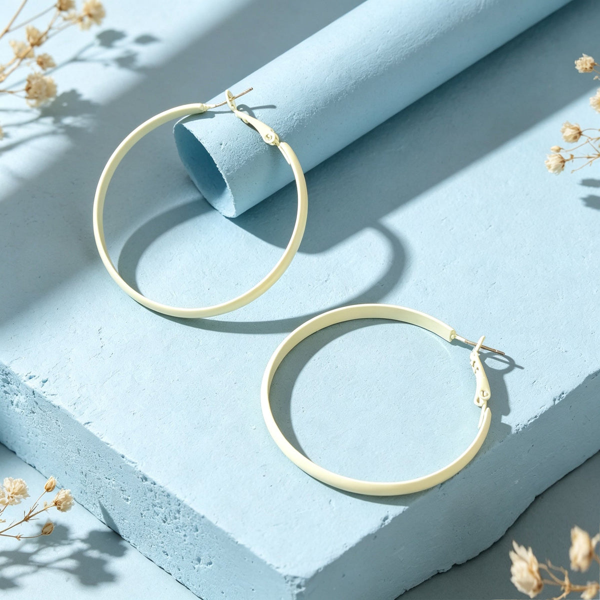 Party Decoration Women Beige Big Circle Hoop Dangle Boho Chic Holiday Earrings - Earrings at Dealshubindia