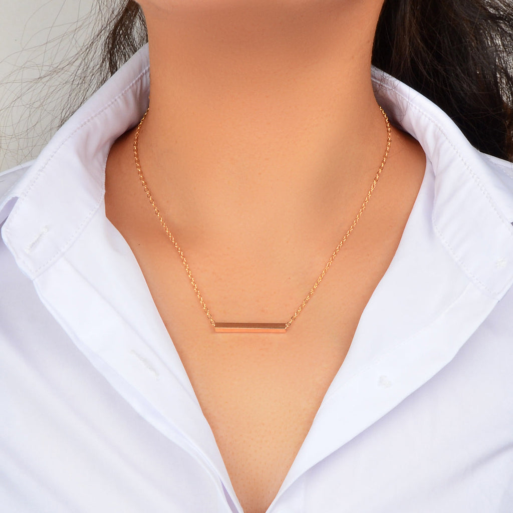 Minimalist Accessories Gold Chain Geometric Stick Charm Short Clavicle Necklace