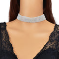 Sparkly Silver Wide Rhinestone Choker Necklace Festival Collar Neck Jewellery