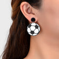 Handmade Acrylic Football World Cup Dangle Drop Earrings Unique Soccer Jewellery