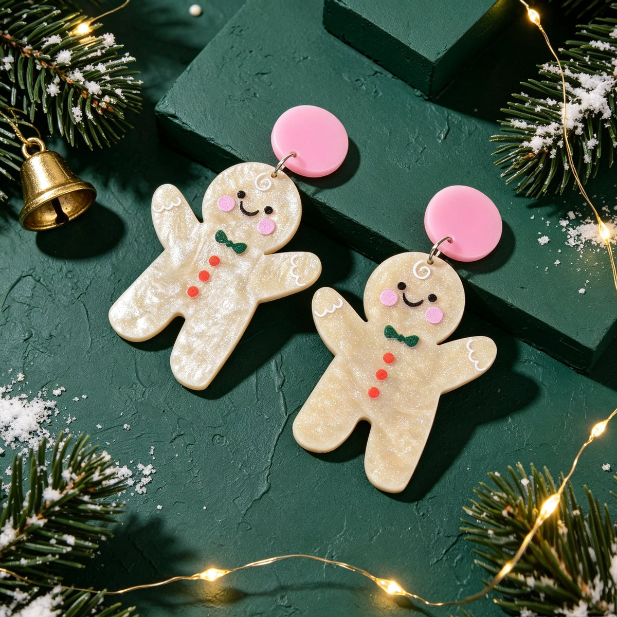 Lovely Acrylic Gingerbread Man Dangle Earrings Girl Christmas Festival Jewellery