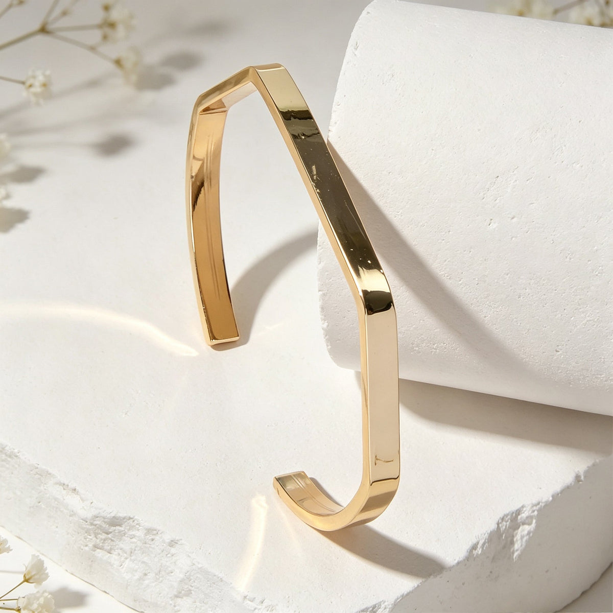 Minimalist Geometric Metal Open Cuff Bangle Modern Daily Officework Jewellery