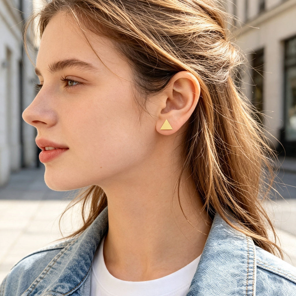 Minimalist Geometric Small Stud Tiny Triangle Mini Cartilage Tragus Earrings