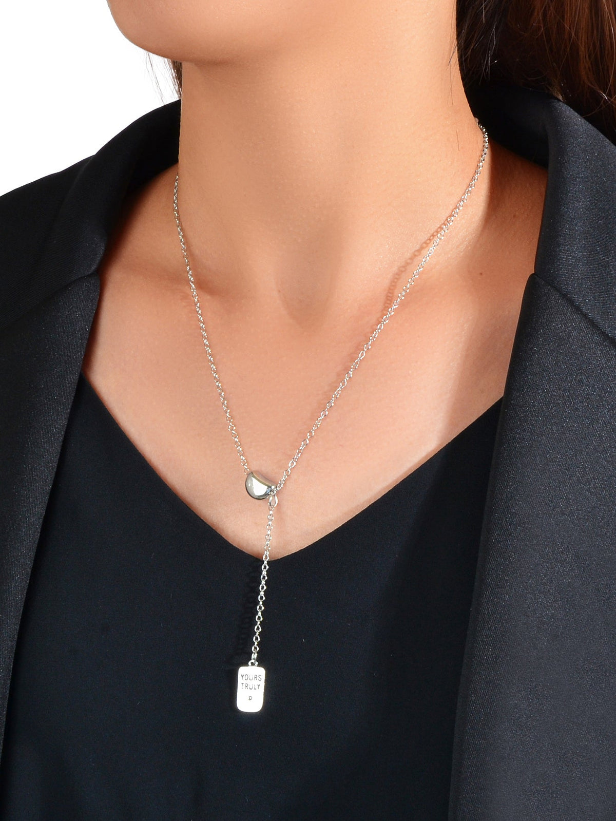 Punk Hip Hop Jewelry Silver Chain Yours Truly Square Necklace Trendy Accessories