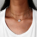 Boho Chic Double layer Gold Chain Round Charm Necklace Fashion Women Accessories