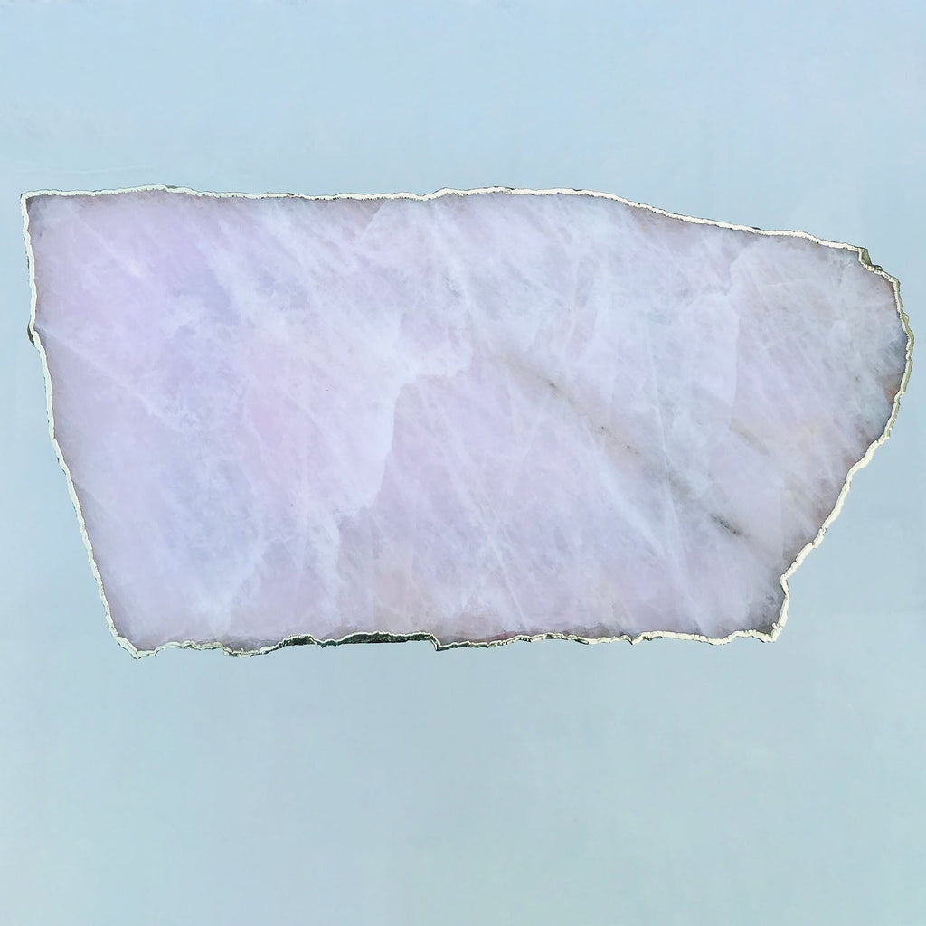 Large Rose Quartz Coffee Table, Single Slab Organic Edge