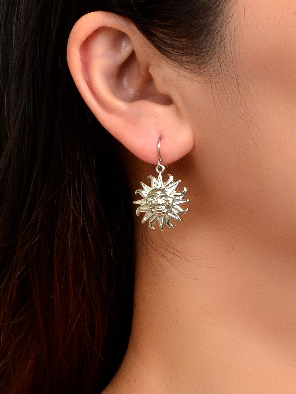 Gold Sun Drop Earrings Wholesale Price Women Teens Accessories Textured Jewelry