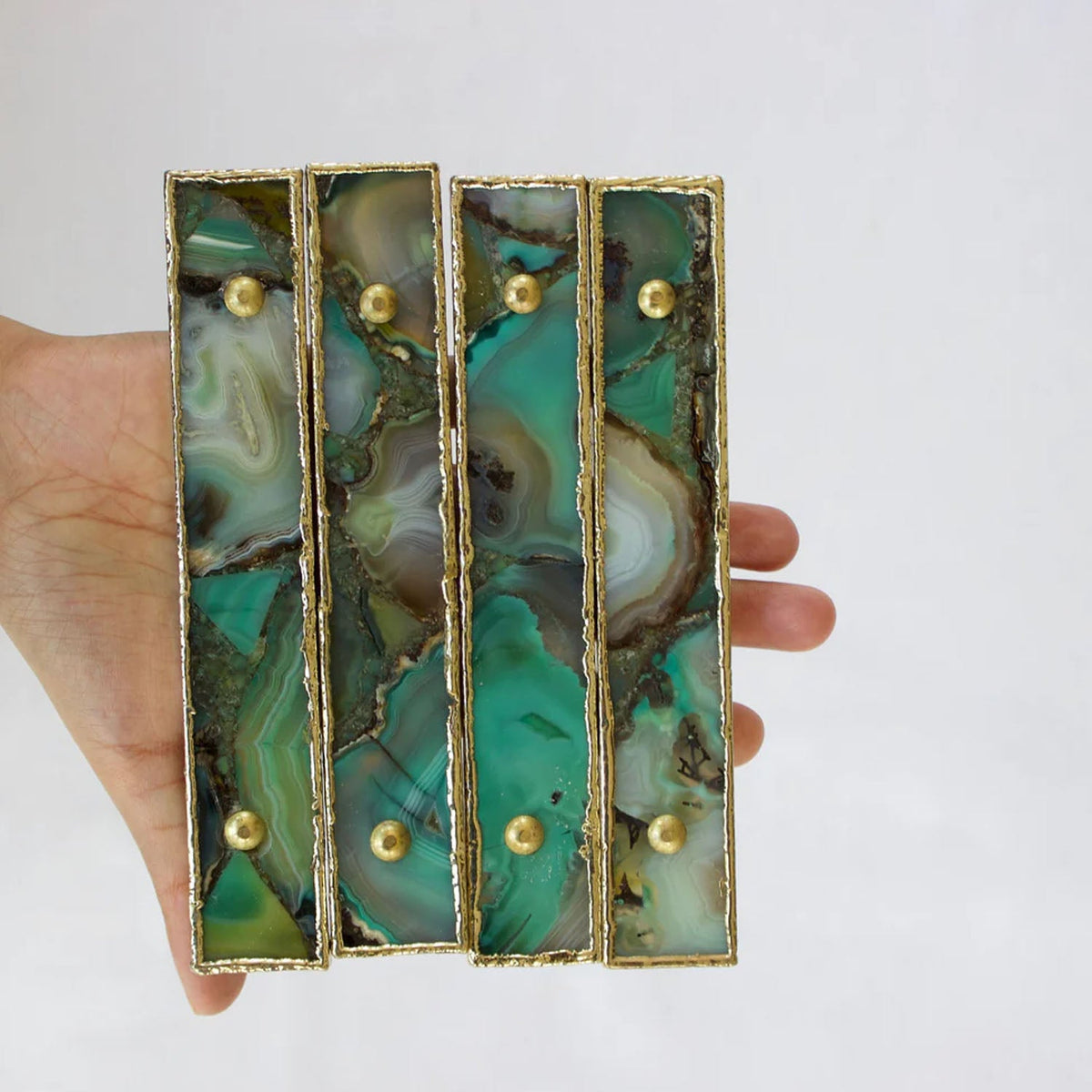 Set of 4 Green Agate Handle/Pull/Barbarella