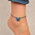 Multi Colour Rhinestone Claw Chain Butterfly Charm Anklet Women Foot Jewellery