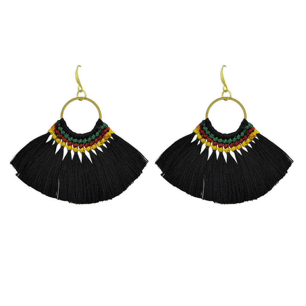 Ethnic Traditional Jewellery Colorful Tassel Fan Shape Dangle Bohemian Earrings