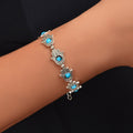 Ethnic Jewellery Vintage Handmade Blue Red Beaded Antique Silver Hand Bracelet