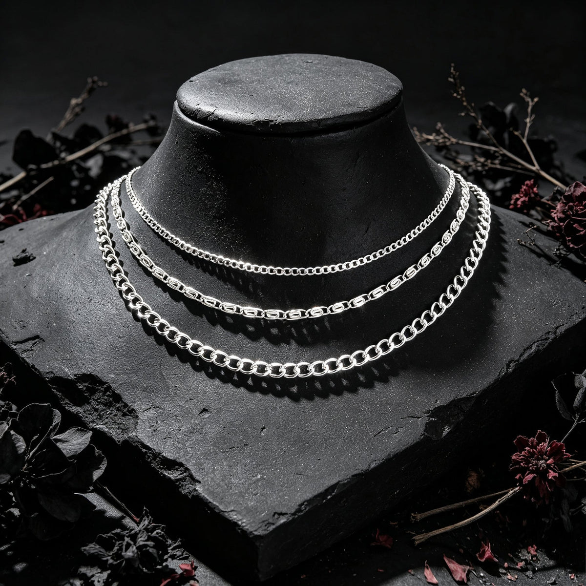 3pcs Layered Collar Necklaces Cuban Geometric Chain Simple Daily Party Jewellery