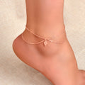Bohemian Foot Beach Jewellery Double Layer Chain Rhombus Geometric Charm Anklet