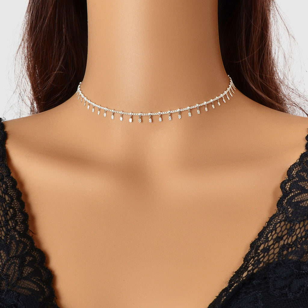 Women Party Decoration Gold Link Chain Clavicle Choker Necklace Short Collar