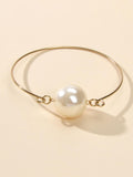Female Jewellery Big Faux Pearl Decor Golden Bangle Collection Bracelets Women - Bracelet at Dealshubindia