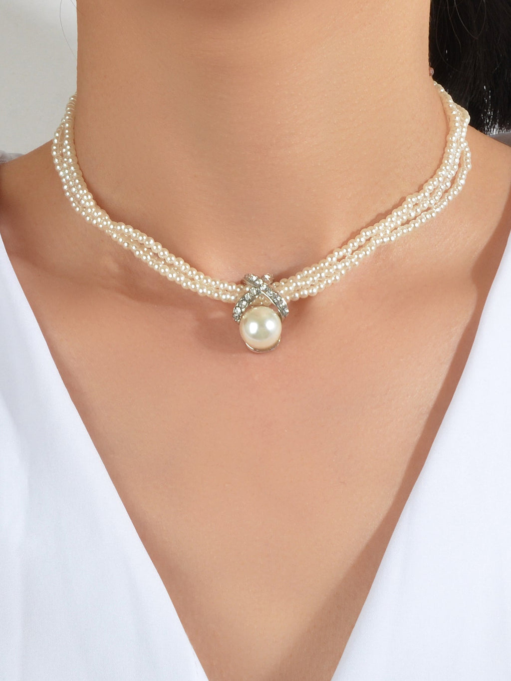 Retro Multi-layer Entangled Pearl Wedding Collar Necklace Beautiful Jewellery