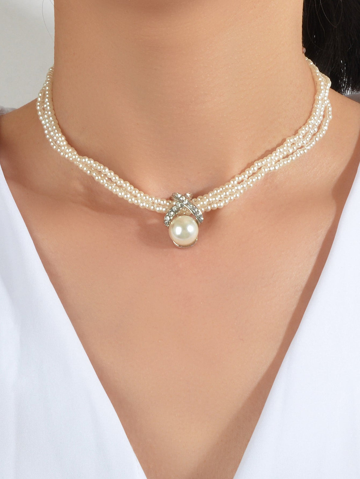 Retro Multi-layer Entangled Pearl Wedding Collar Necklace Beautiful Jewellery
