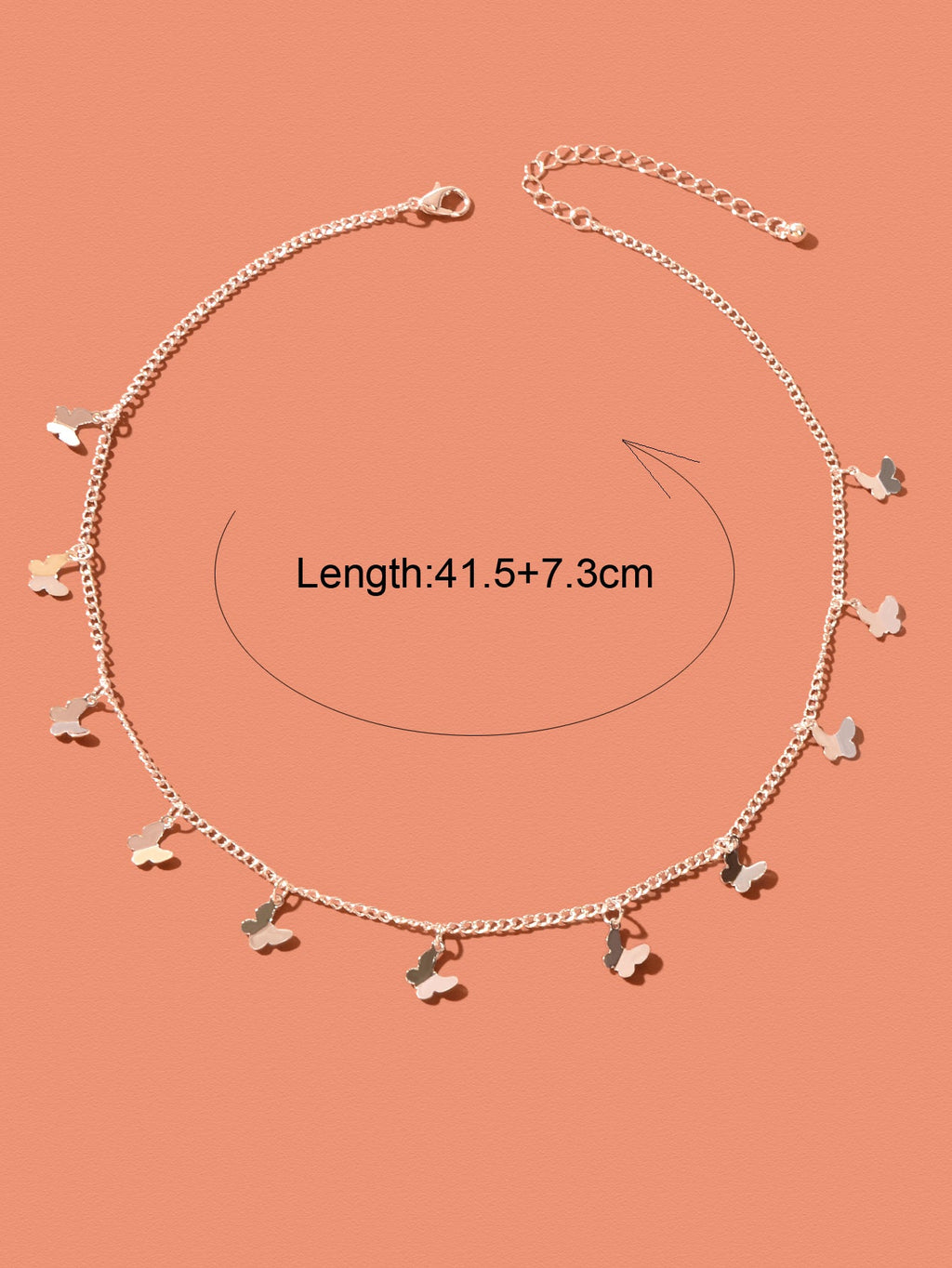 Butterfly charm choker necklace with adjustable chain and clasp