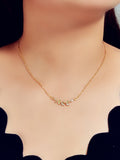 Shining Jewellery Rhinestone Decor Gold Silver Chain Leaf Charm Pendant Necklace