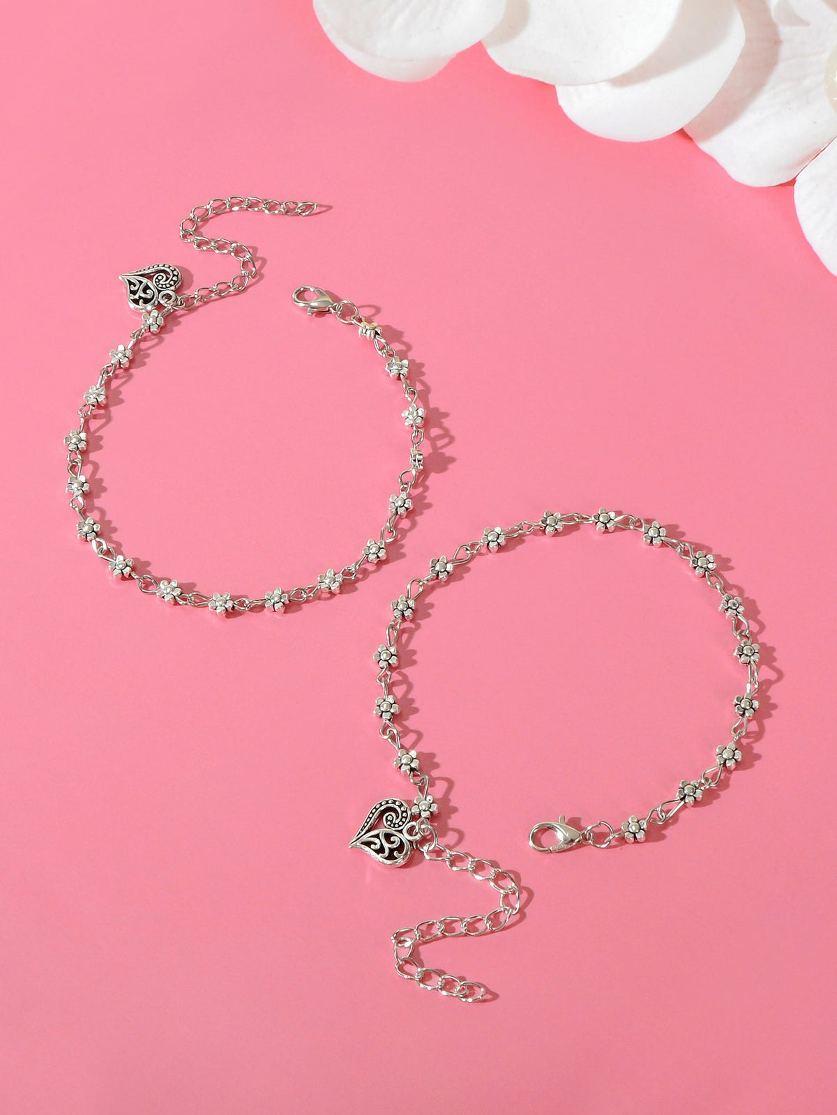 2pcs Valentine's Day Vintage Anklets Matching Couple Best Friend Foot Jewellery