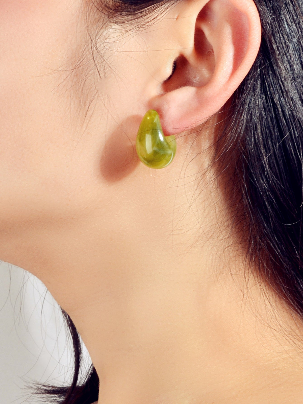 Ethnic Jewellery Green Brown Cute Geometric Hypoallergenic Huggie Stud Earrings