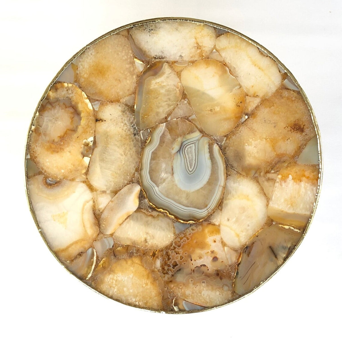 Golden Brown Agate Cake Stand/Centerpiece/Display Stand/Tray 10" Round