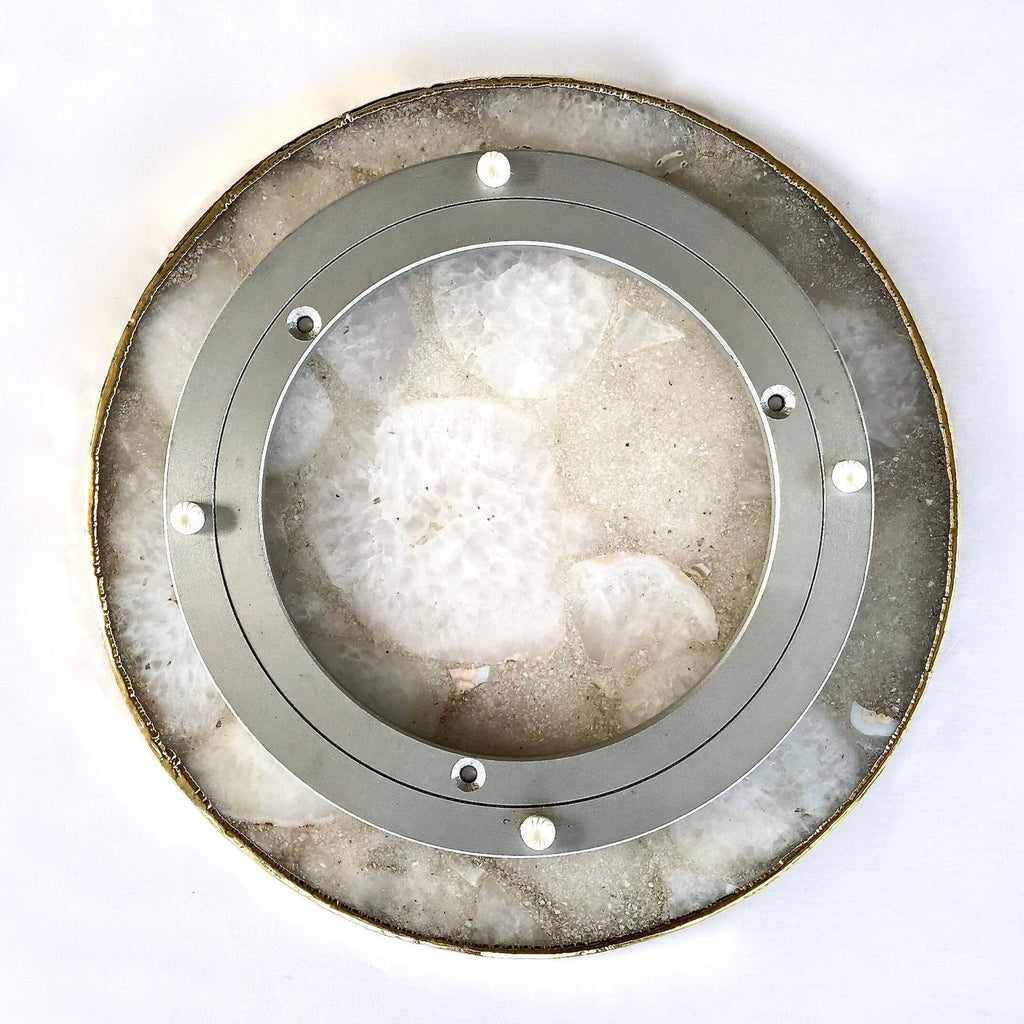 White Agate LazySusan | Countertop | Turntable | Centerpiece