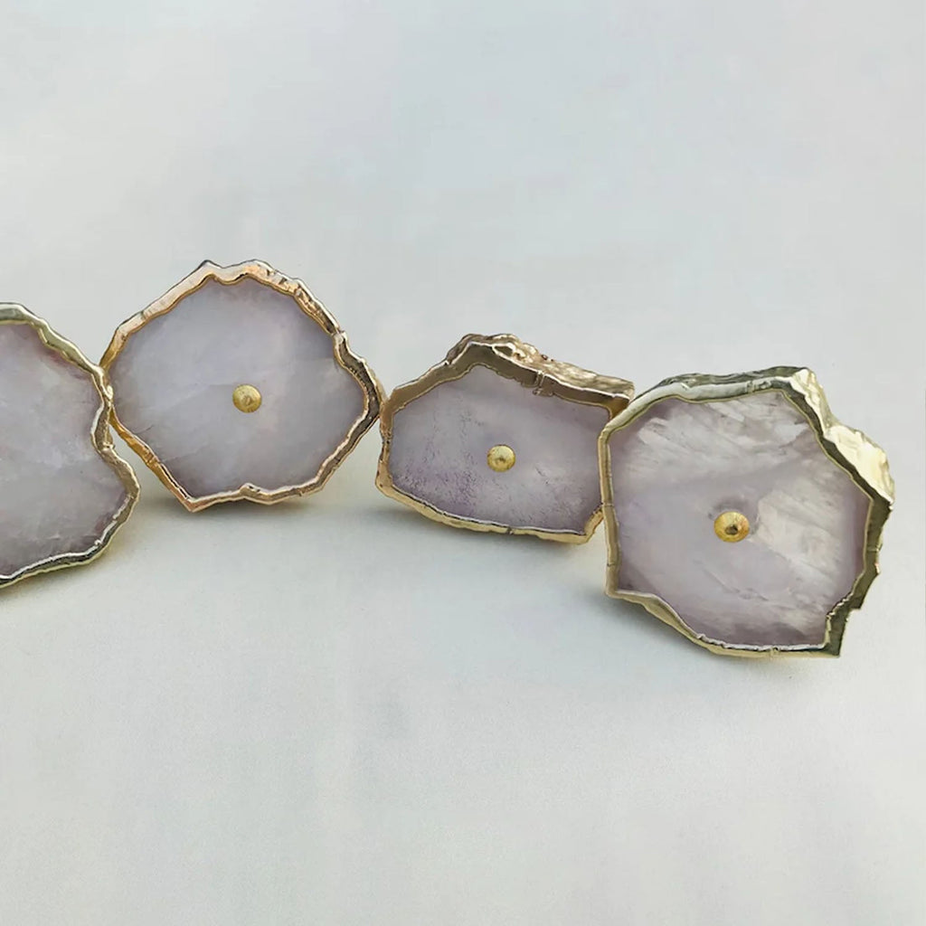 Rose Quartz Slice Cabinet Knobs