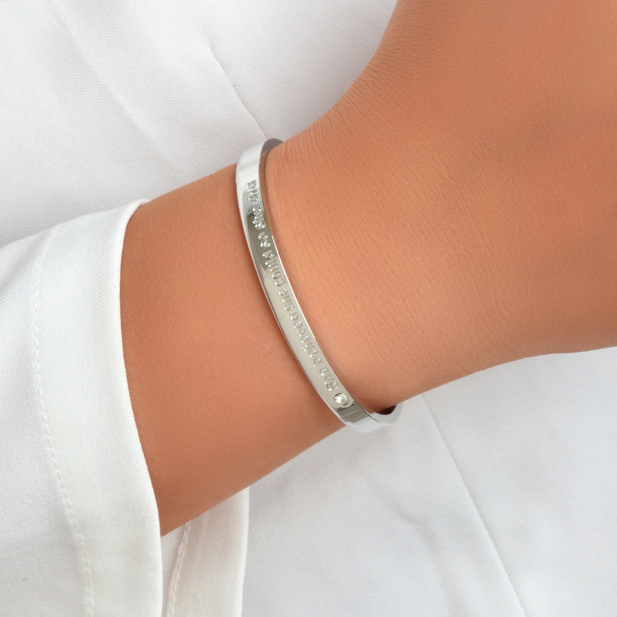 Believed Letter Decoration Gold Silver Plated Open Cuff Bangle Wrist Jewellery
