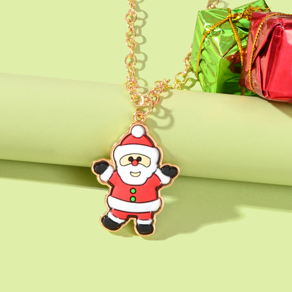 Santa Claus Pendant Necklace Christmas Ornaments Jewellery Girls Holiday Gift